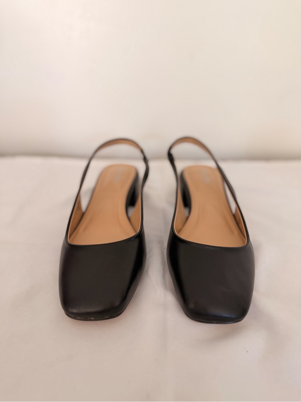 Charles David Black Square-Toe Slingback Flats
